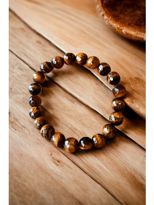 UltraMint Kaplan Gözü Faset Elmas Kesim Bileklik 10 mm Doğal Taş Parlak Tasarım