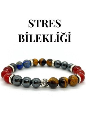 UltraMint Doğal Taş Bileklik, Kaplan Gözü, Akik ve Lapis Lazuli, Unisex Tasarım