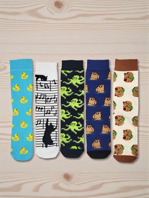 G Socks 5'li Şirin Hayvanlar Desenli Renkli Çorap Seti