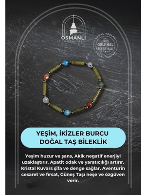 UltraMint Doğal Yeşim ve Ikizler Burcu Bileklik, Şık ve Enerjik Tasarım