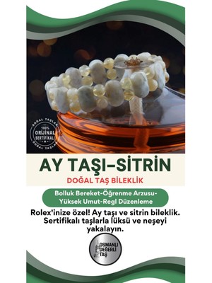 UltraMint Doğal Ay Taşı ve Sitrin Taşlı Şık Bileklik, Zarif Takı Seçeneği