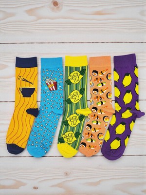 G Socks Eğlenceli Yiyecek Fast Food Desenli 5'li Renkli Çorap Seti