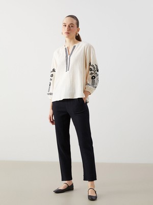 Lc Waikiki Yeni Sezon Beli Lastikli Düz Müslin Kadın Pantolon