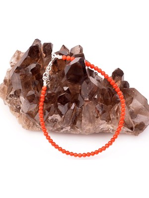 UltraMint Şık Mercan Taşı Gümüş Bileklik, 3 Mm, Doğal ve Zarif Tasarım