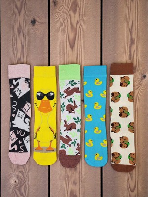 G Socks Eğlenceli Hayvanlar Desenli Renkli 5'li Çorap Seti