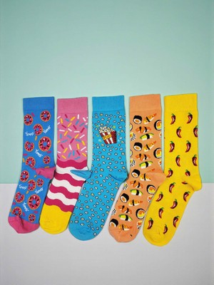G Socks Rengarenk 5'li Fast Food Desenli Çorap Seti