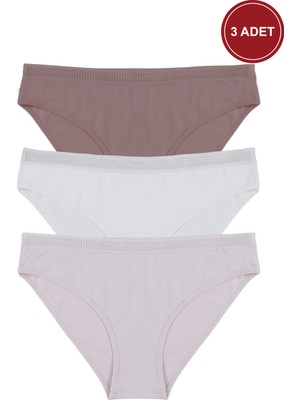 Koza İç Giyim Kadın 3'lü File Lastikli Pamuklu Külot