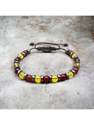 UltraMint Sarı Kırmızı Doğal Taş Bileklik, Şık ve Enerjik Aksesuar