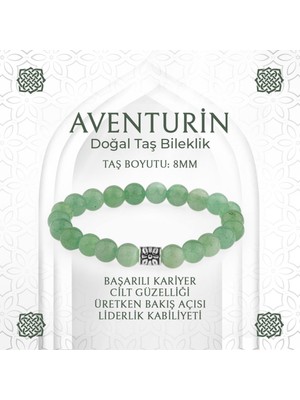 UltraMint Yeşil Aventurin Doğal Taş Bileklik 8mm, Şans ve Pozitif Enerji Hediye