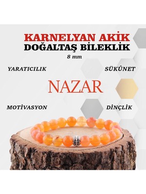 UltraMint Doğal Akik Bileklik 8mm, Sağlık ve Şıklık Için Göz Alıcı Tasarım