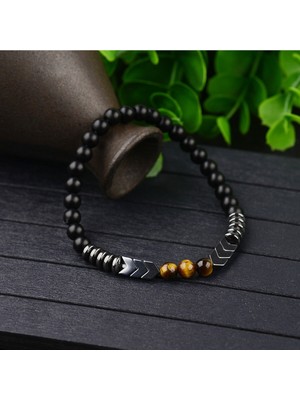 UltraMint Erkek Için Şık Kaplan Gözü ve Hematit Taşlı Elegant Bileklik