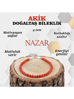 UltraMint Doğal Akik Bileklik, 4mm, Sertifikalı ve Şık Takı Seçeneği