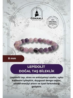 UltraMint Doğal Taş Bileklik, 8mm Lepidolit, Şık ve Enerji Dolu Takı