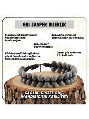 UltraMint Doğal Gri Jasper Taş Bileklik, 6 Mm, Şık ve Zarif Takı Modeli
