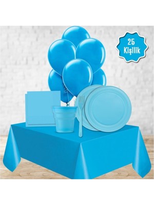Balonlu Mavi Doğum Günü Parti Paketi Süs Seti 24 Kişilik