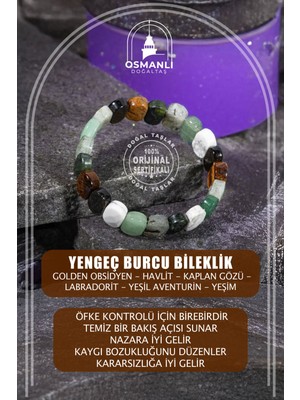 UltraMint Yengeç Burcu Doğal Taş Geniş Kesim Bileklik, Zarif ve Enerji Dolu Tasarım