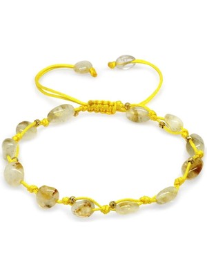 UltraMint El Örgüsü Sitrin Doğal Taş Kadın Bileklik, Şık ve Doğal Takı