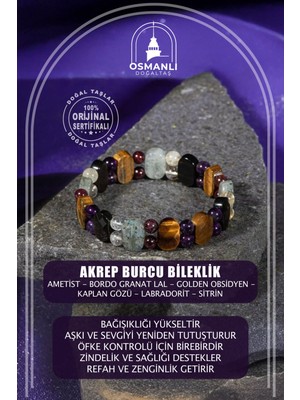 UltraMint Akrep Burcu Doğal Taş El Yapımı Geniş Bileklik, Şık ve Enerjik Aksesuar