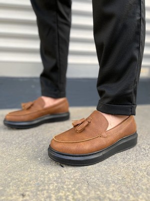 Zapatos JY154 Blaze Bağcıksız Püsküllü Cilt Erkek Günlük Spor Klasik Ayakkabı Cst - Taba