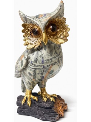 Marsilyan Dolar Baskılı Özel Tasarım Polyester Baykuş - 22X13 cm