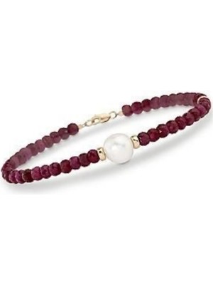 UltraMint El Yapımı Bordo Kantaşı ve Inci Doğal Taş Bileklik