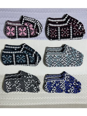 Havva Home Kadın Çeyizlik Desenli Örgü Patik – Şık ve Rahat Türkmen Patiği (6 lı Karışık Gelecektir.)