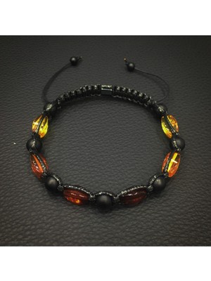 UltraMint Doğal Taş Damla Kehribar Makroma Örme Bileklik, Şık ve Zarif Tasarım