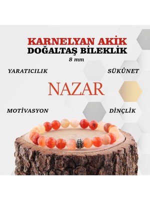 UltraMint Doğal Akik Karnelyan Bileklik, 8mm Fasetli, Şık ve Enerji Dolu Takı