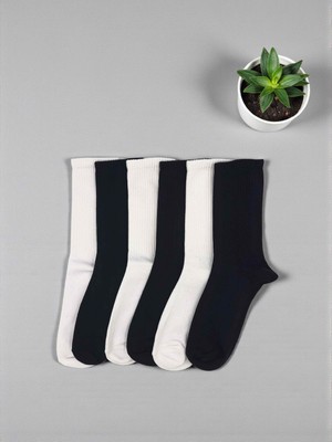G Socks 6'lı Siyah ve Beyaz Spor Gym Tenis Çorap Seti