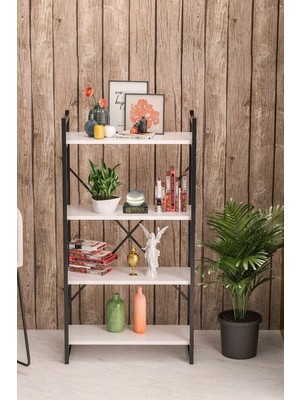 Sepetink Beyaz 4 Raflı Çok Amaçlı Raf 7003