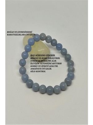 UltraMint Doğal 8mm Melek Taşı Bileklik, Sertifikalı, Şifa ve Pozitiflik Için