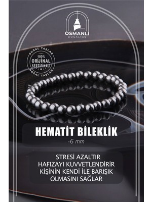 UltraMint Doğal Hematit Taş Bileklik 6mm, Enerji ve Şifa Kaynağı