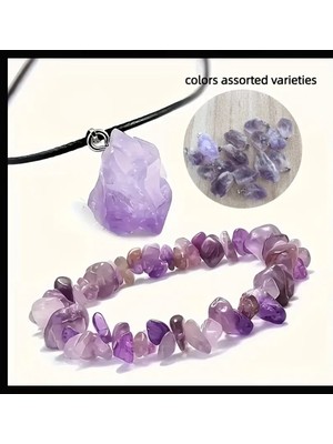 UltraMint Doğal Ametist Kolye ve Bilezik Seti, Şık ve Enerjik Takı Tasarımı