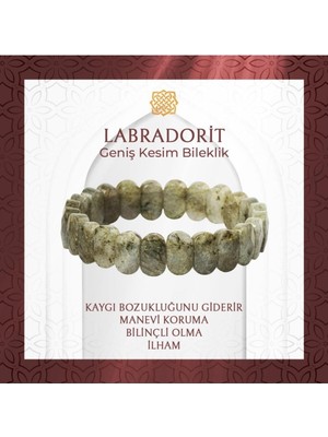 UltraMint Doğal Labradorit Taşlı Geniş Kesim Bileklik 20-21CM