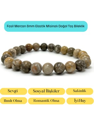 UltraMint Doğal Taş Mercan 8mm Elastik Bileklik, Sertifikalı ve Şık Tasarım