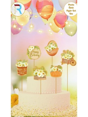 Temalı Pasta Üstü Figür Kürdan Süsleri – 6’lı Paket | Doğum Günü & Özel Gün Süsleri