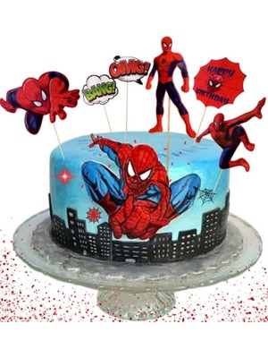 Örümcek Adam Pasta Üstü Kürdan Süsleri – 6 Adet