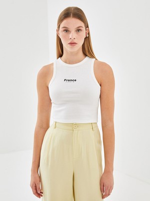 Lc Waikiki Yeni Sezon Bisiklet Yaka Baskılı Kadın Crop