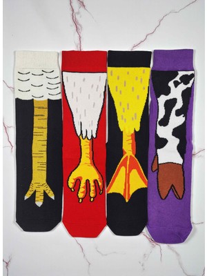 G Socks 4'lü Hayvan Bacağı Desenli Renkli Çorap Seti