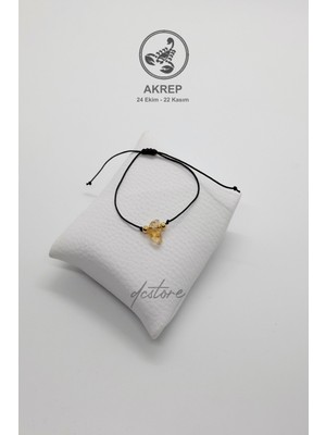 UltraMint Akrep Burcu Sitrin Taşlı Bileklik, Doğal Taş, Makrome ve Altın Kaplama