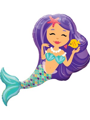 Deniz Kızı- Mermaid Temalı Partiler Için Folyo Balon (75CM)