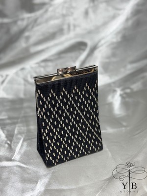 El Yapımı Tel Kırma Siyah Cüzdan (Petek Tül)