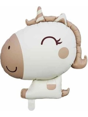 Retro Karamel Renk Unicorn Kafa Folyo Balon 65*78,5