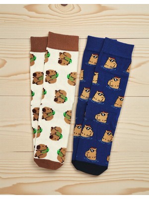 G Socks 2'li Capybara ve Su Aygırı Desenli Renkli Çorap Seti