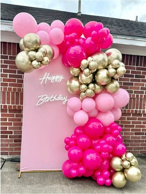 16 Pembe Temalı Doğum Günü Balon Zincir Seti