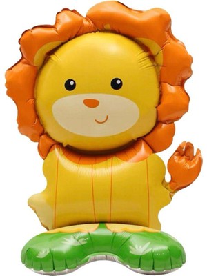 Ayaklı Aslan Folyo Balon-Lıon Foıl Balloon-Safari Temasına Uygundur (50X42CM)
