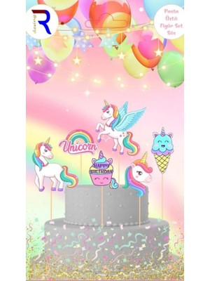 Pasta Üstü Figür Kürdan Süsleri – 6’lı Paket | Temalı Parti Cupcake Süsleri