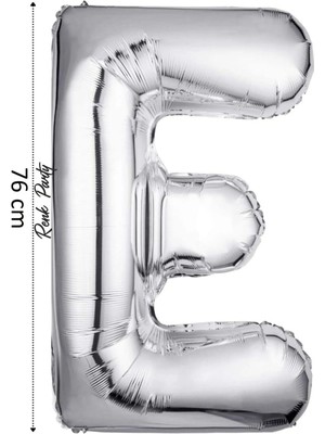 Folyo Balon E Harfi Helyum Balon 76 cm Gümüş Renk - E Harf Balon - Harf Folyo Balon - 34 Inch