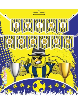 Kanarya Temalı Futbol Iyi Ki Doğdun Banner - Şampiyon Doğum Günü Parti Süsü