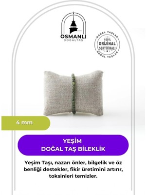 UltraMint Doğal Taş Bileklik, Zarif ve Şık Takı, 4mm Bileklik, Günlük Kullanım